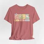 Gran Retro Patch Tee — Personalized 'Gran' Name Blocks Short Sleeve Shirt