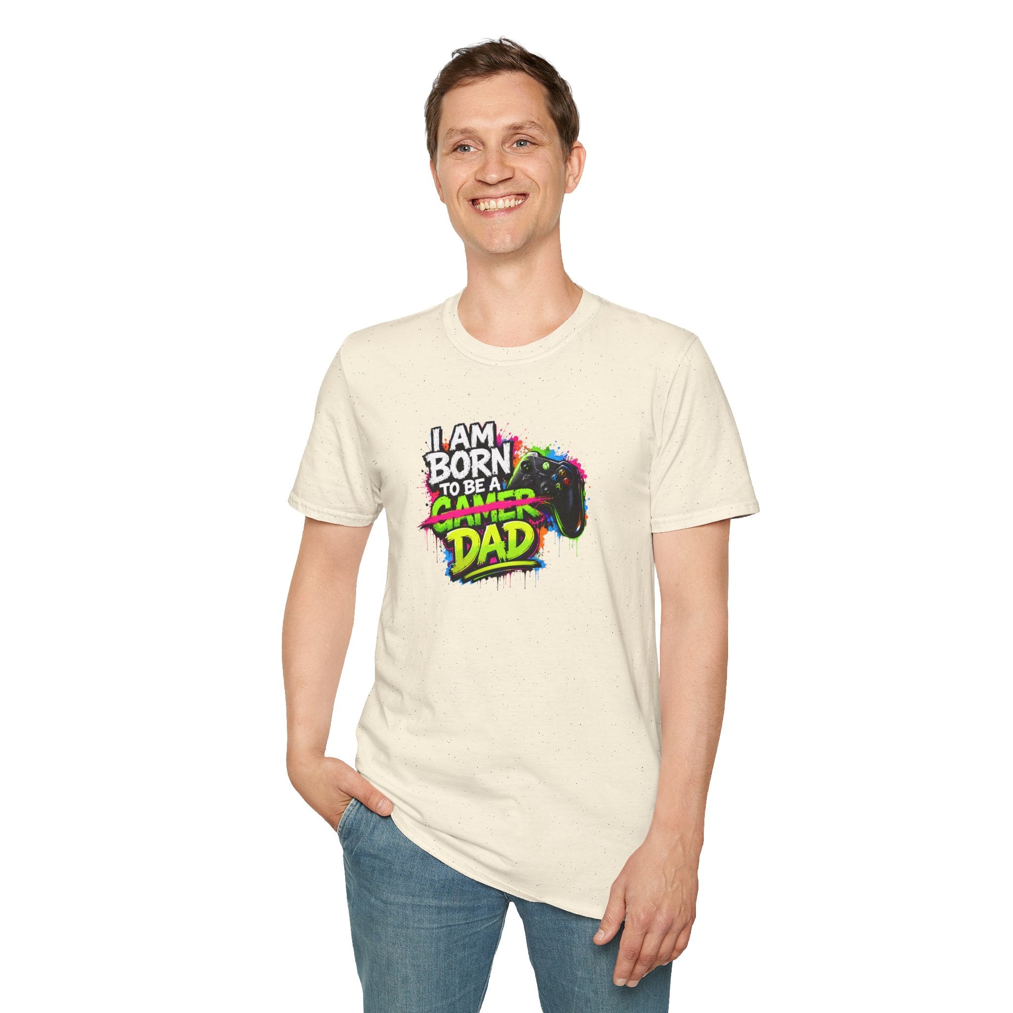 "I Am Born To Be A Gamer Dad" Neon T‑Shirt