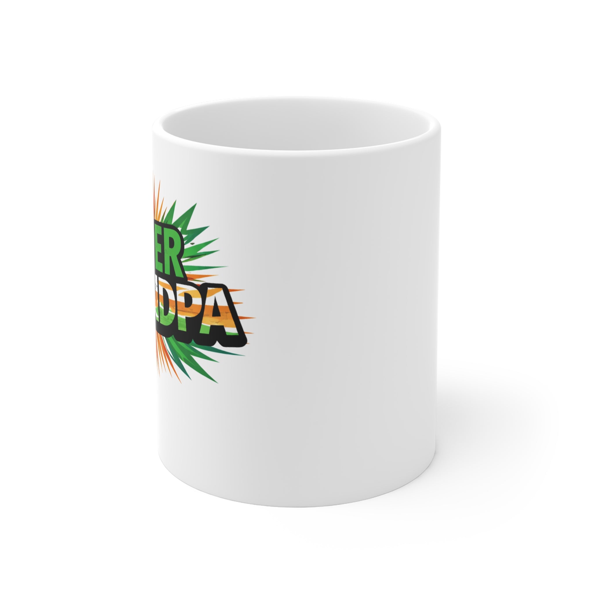 Super Grandpa Ireland Flag/Irish themed Mug – 11oz White Coffee Cup, Comic-Style 'Super Grandpa' Gift for Grandfathers, Father's Day & Birthday
