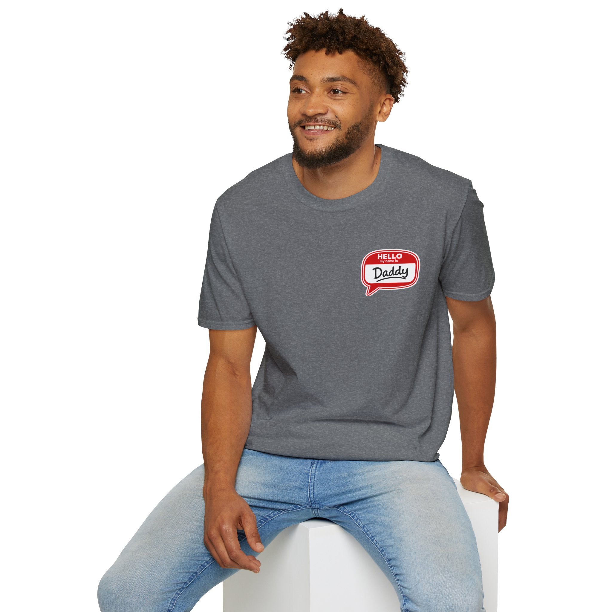 Daddy Name Tag T-Shirt - 'Hello Daddy' Retro Speech Bubble Tee