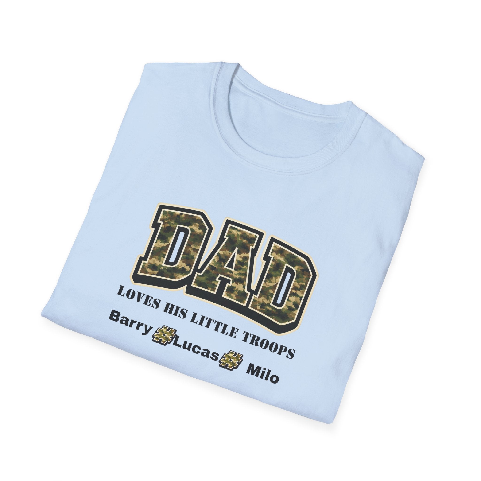 Dad Loves His Little Troops Camo T-Shirt — Personalized Kids' Names