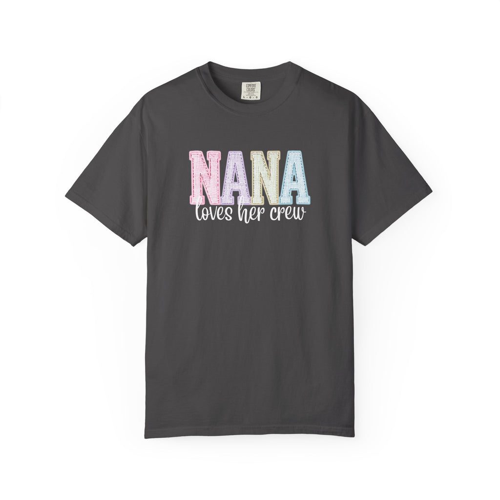 Nana Pastel Varsity T-Shirt — Soft Vintage Lettering Gift for Grandma (Mother's Day/Birthday)