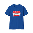 Hello My Name Is Grandpa T-Shirt — Funny Grandpa Name Tag Tee for Father’s Day & New Grandfathers