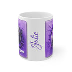 Pug Mug — "I Puggin' Love You" Personalized Coffee Cup (Custom Name, Purple Dog Design)
