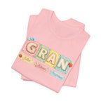 Gran Retro Patch Tee — Personalized 'Gran' Name Blocks Short Sleeve Shirt