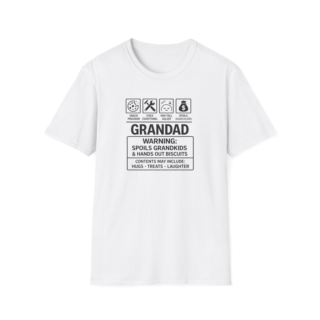 Funny Grandad T-Shirt — Spoils Grandchildren, Loves Biscuits & Hugs