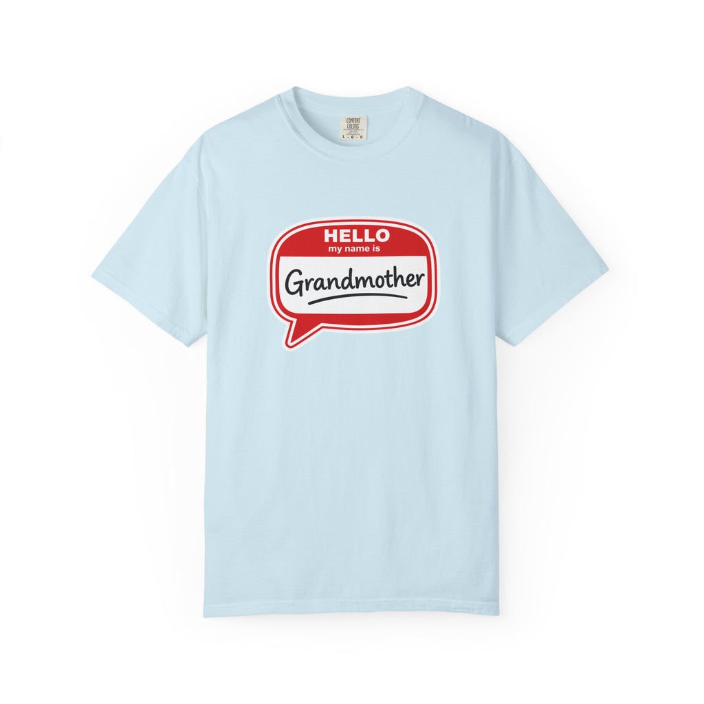 Hello My Name Is Grandmother T-Shirt - Retro Name Badge Tee for Moms & Grandmas