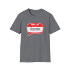 Hello My Name Is Grandpa T-Shirt — Funny Grandpa Name Tag Tee for Father’s Day & New Grandfathers