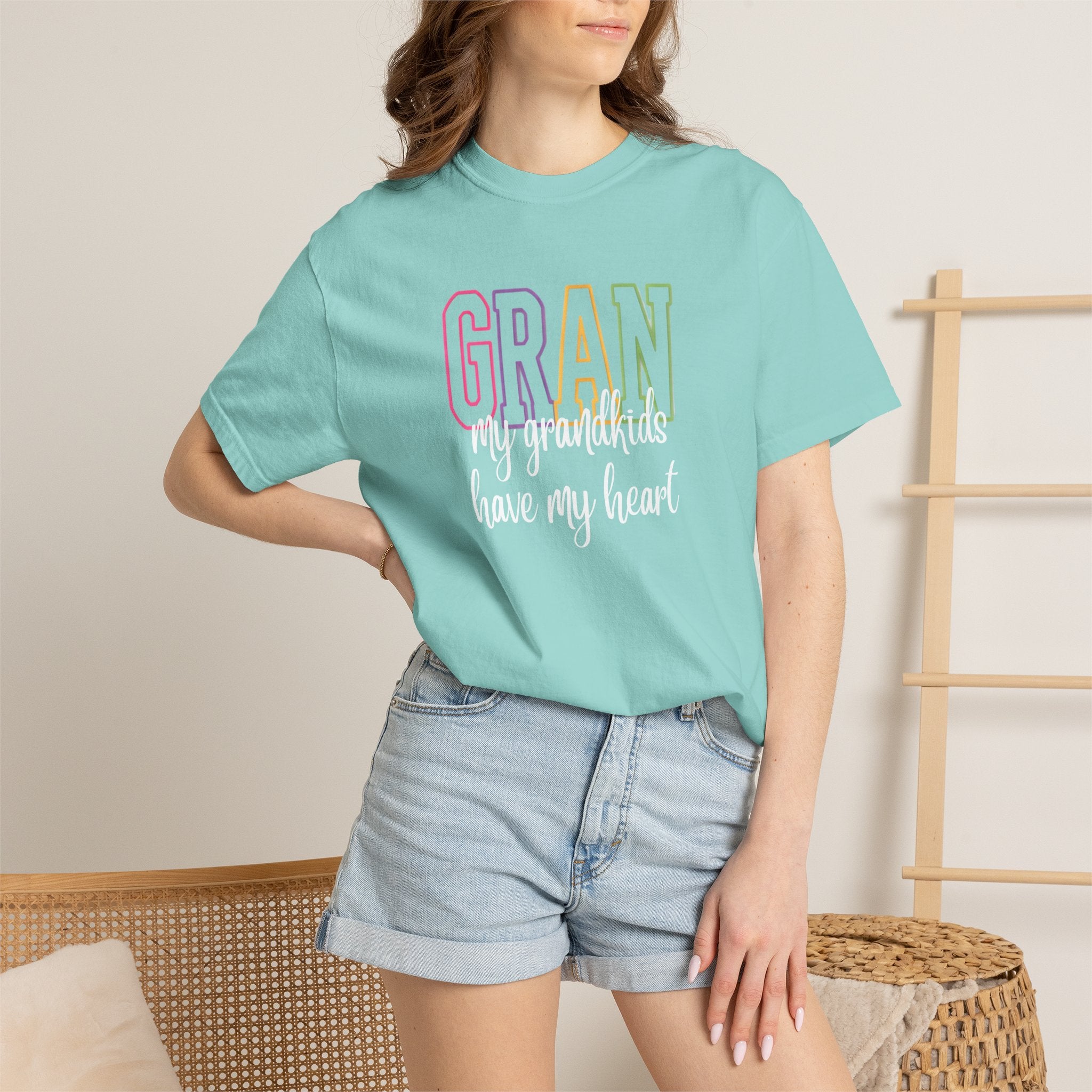 T-Shirt — "Gran my grandkids have my heart" Pastel Graphic Grandma Tee