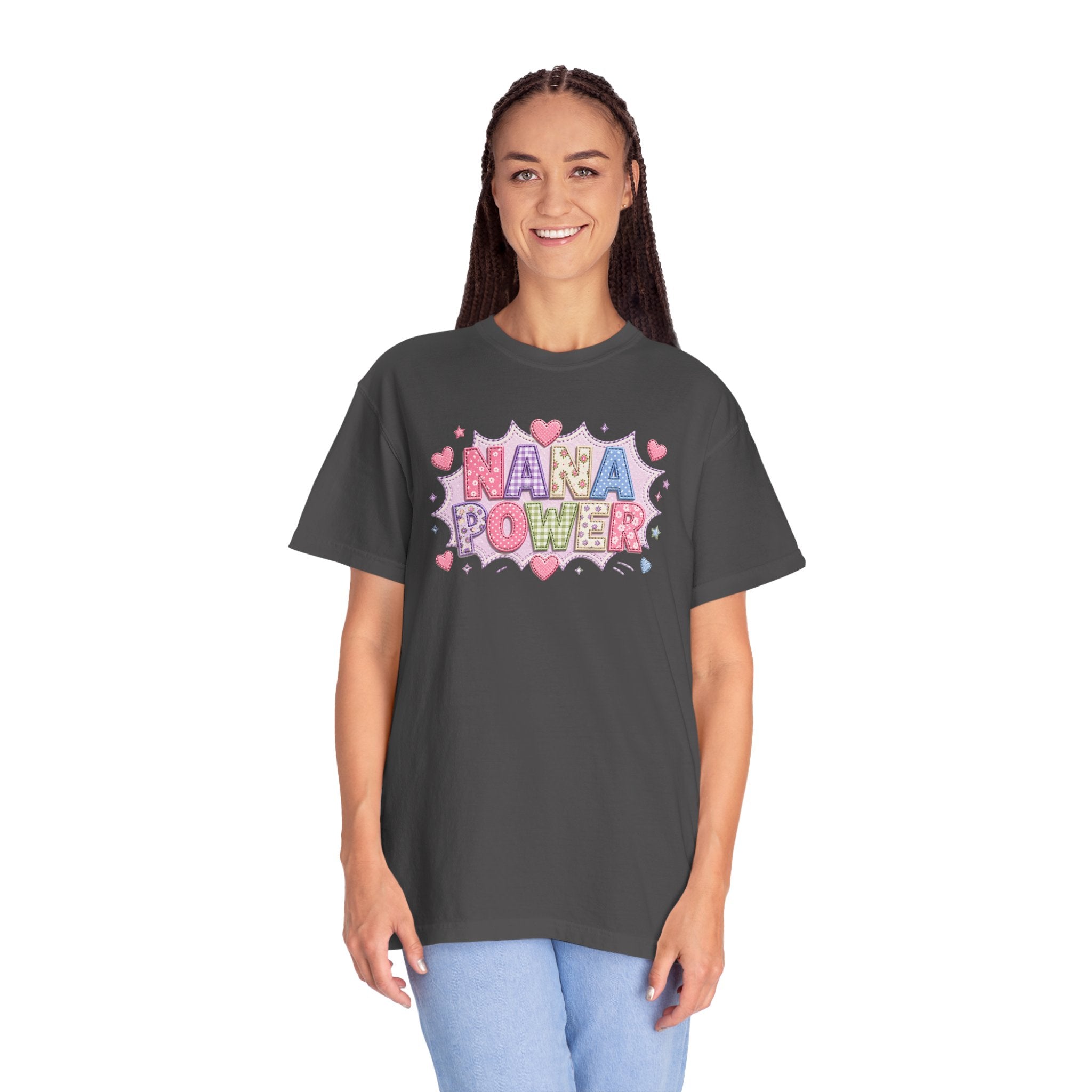 Nana Power T-Shirt — Playful Retro Heart Graphic for Grandmother Gifts