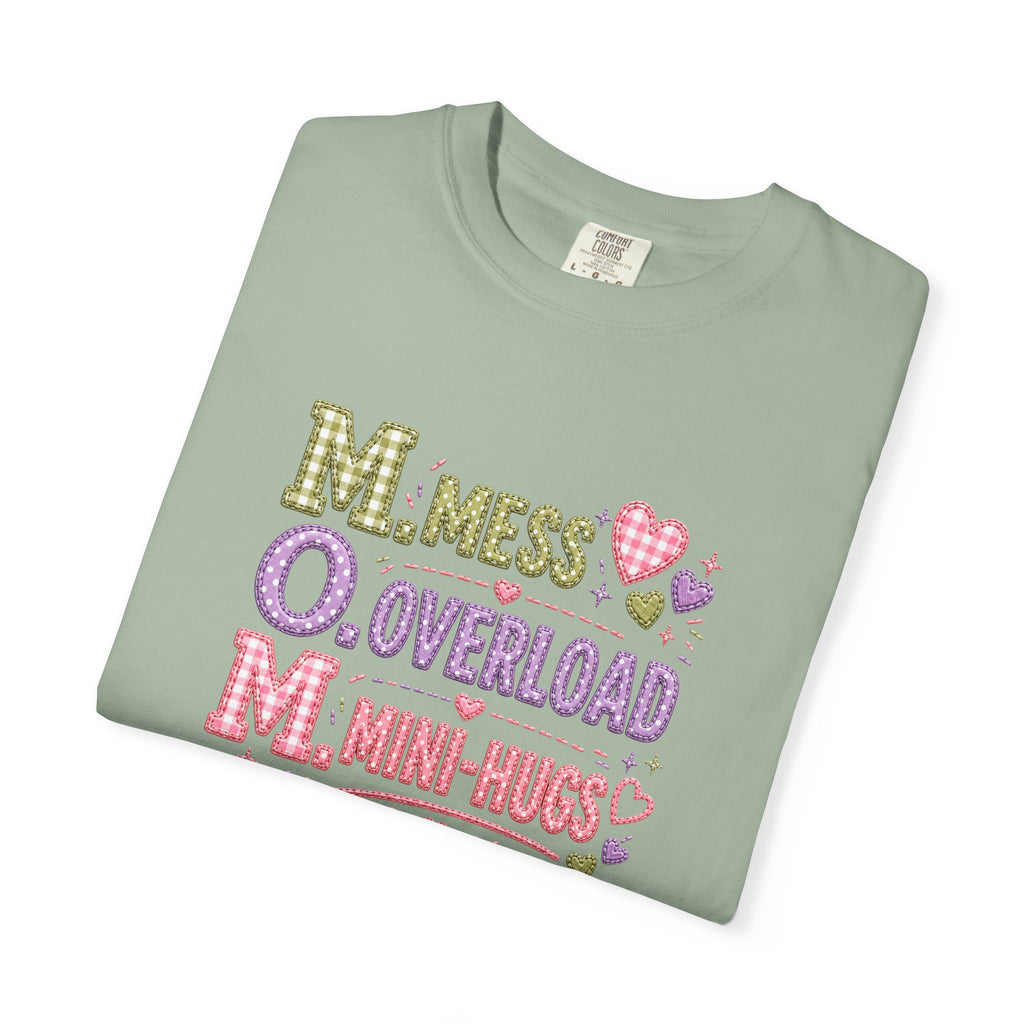 Mom Acronym Graphic T-Shirt — “M.O.M. Mess Overload Mini-Hugs” Cute Pastel Mothers Day Tee