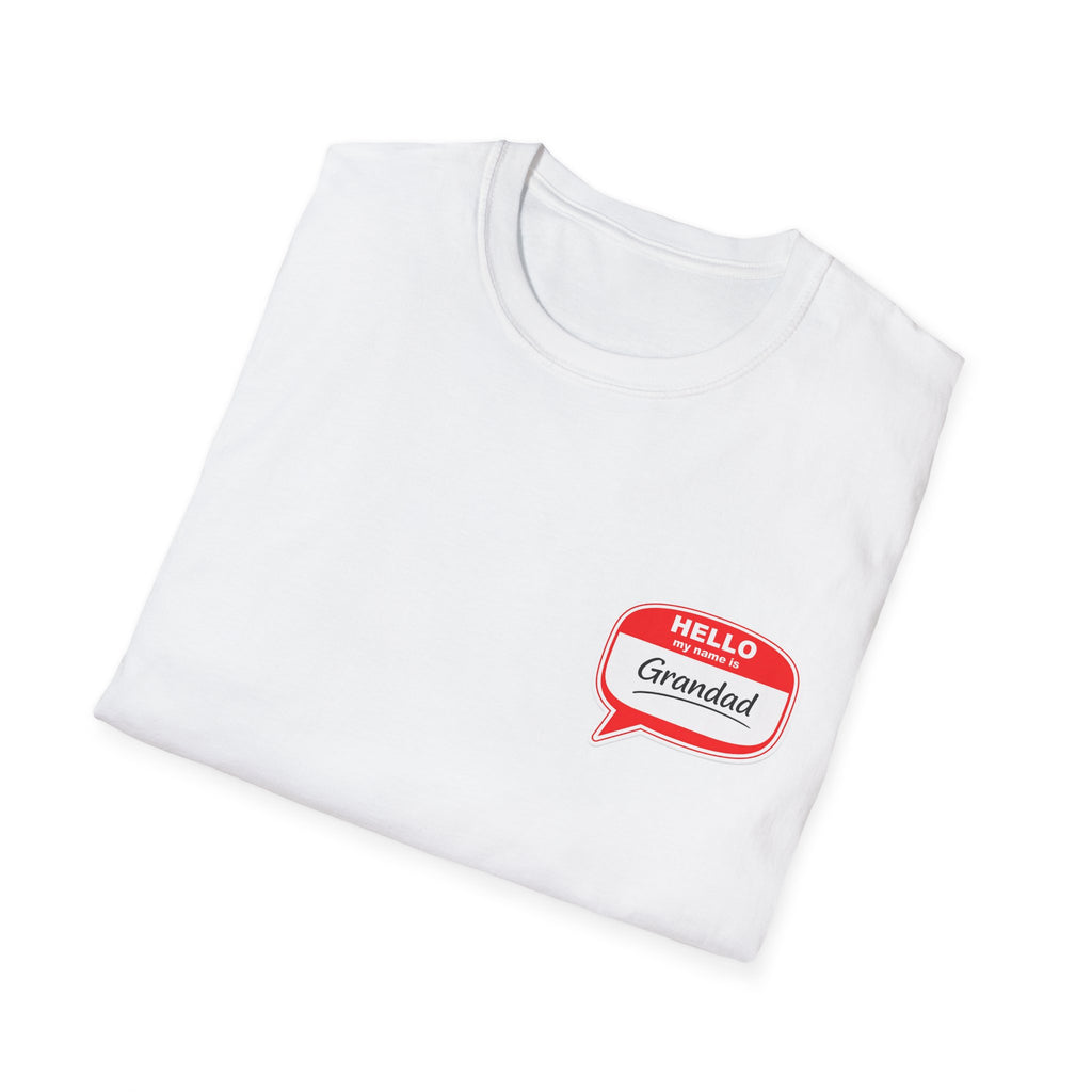 Grandad Name Badge T-Shirt — "Hello, Grandad!" Chest Logo