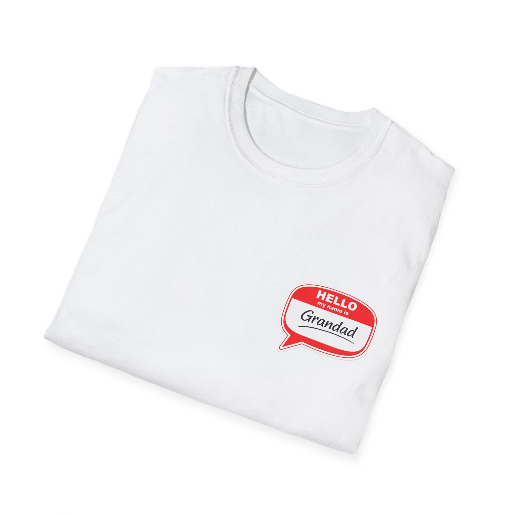 Grandad Name Badge T-Shirt — "Hello, Grandad!" Chest Logo