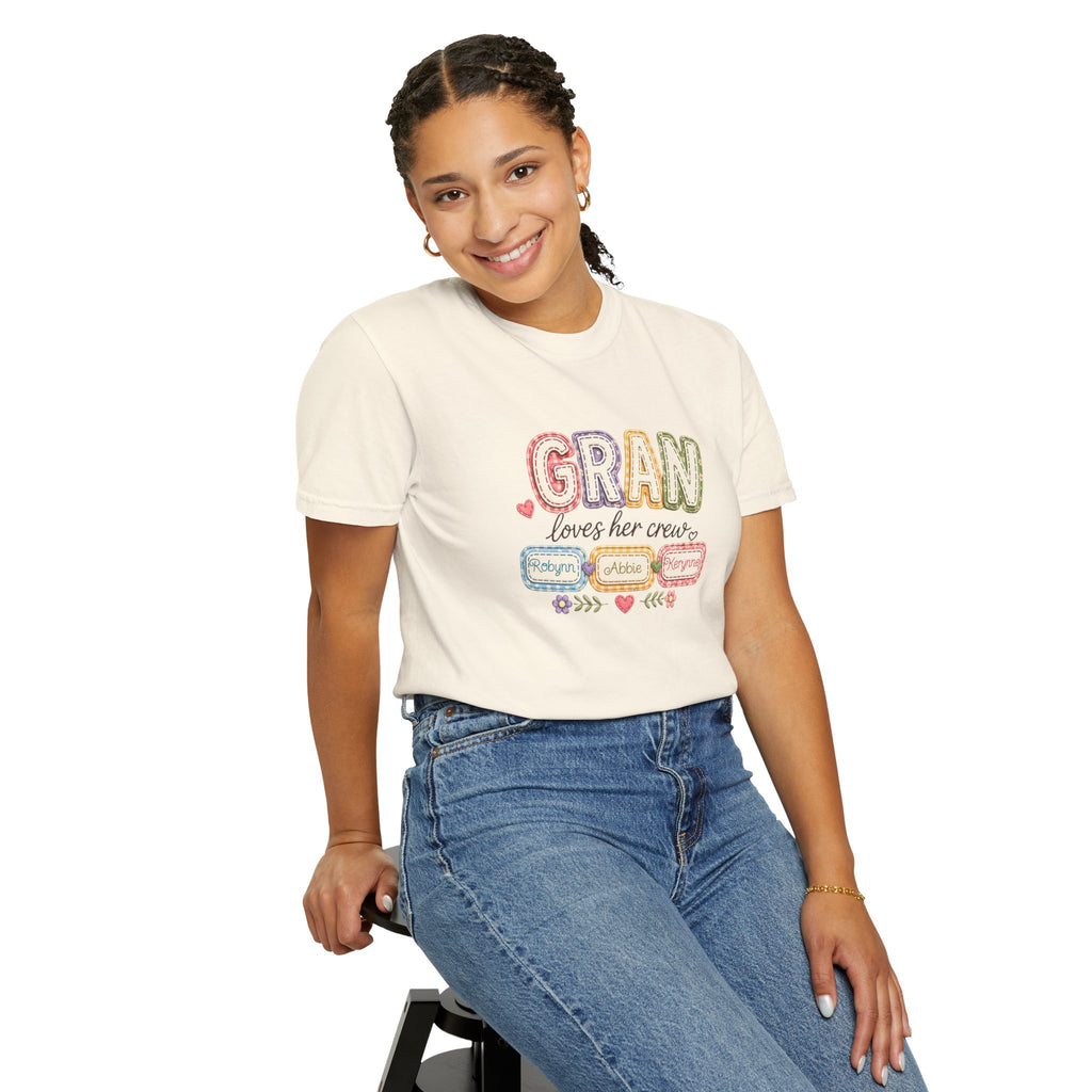 Gran Loves Her Crew T-Shirt — Personalized Grandma Family Names Tee