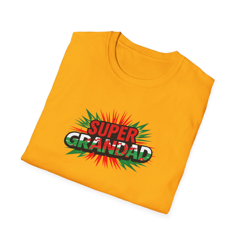 Super Grandad Welsh Flag/Wales themed T-Shirt — Retro Comic Style Father's Day Gift