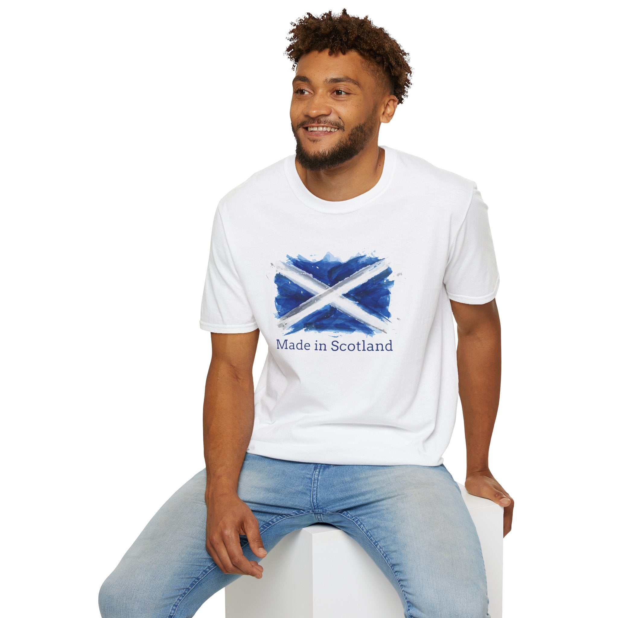 Made in Scotland T-Shirt — Watercolor Saltire Flag Tee