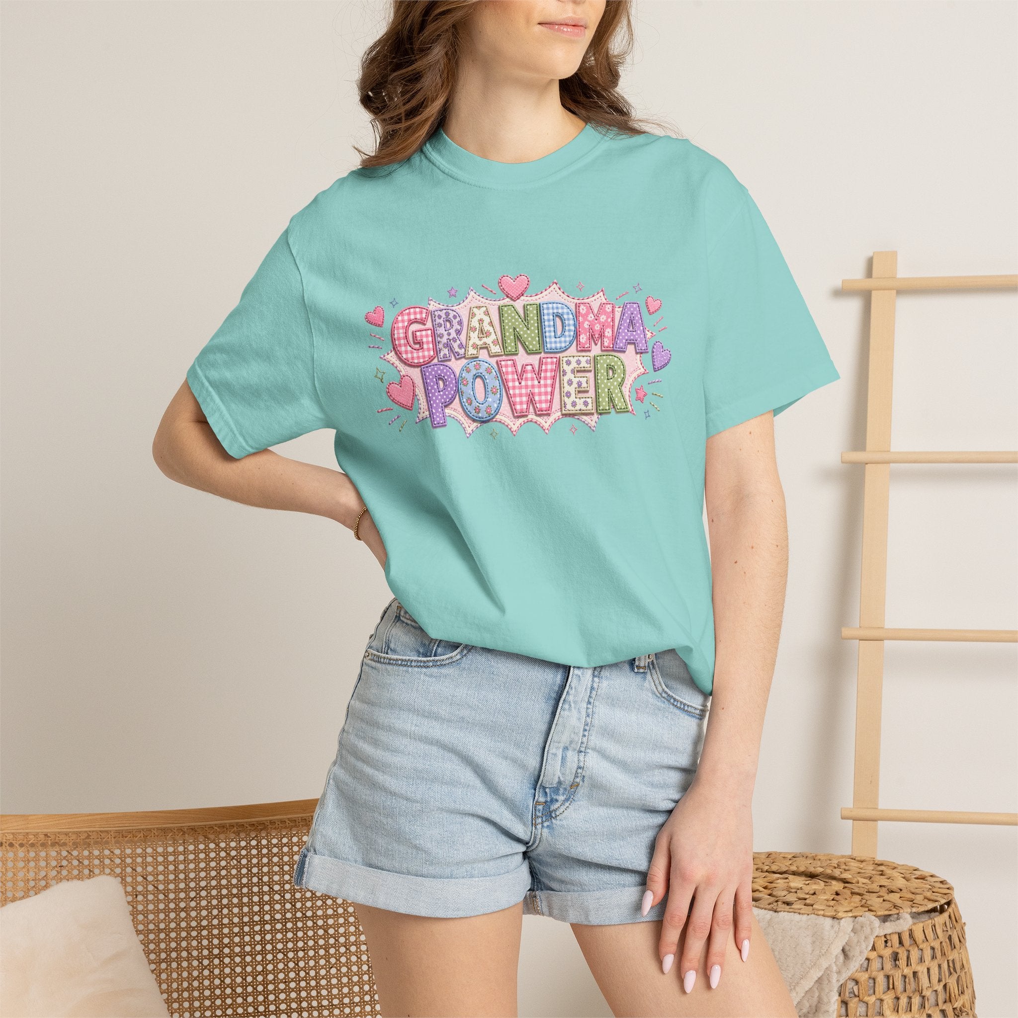 Grandma Power T-Shirt — Cute Heart Graphic Tee for Grandmothers