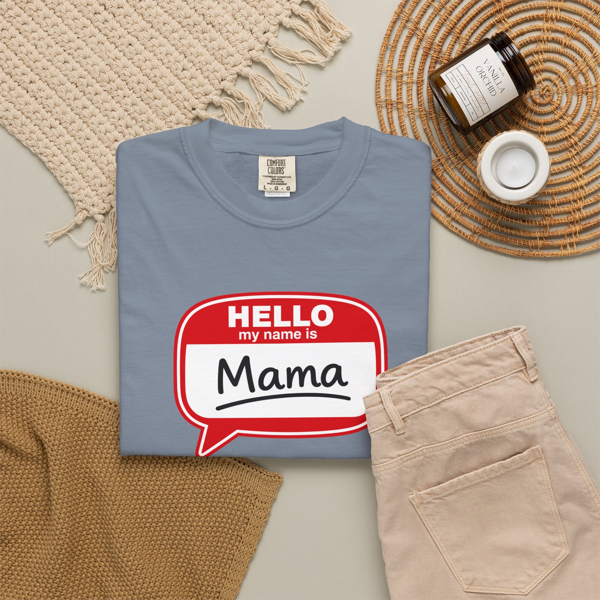 Mama Name Tag T-Shirt — "Hello My Name Is Mama" Graphic Tee
