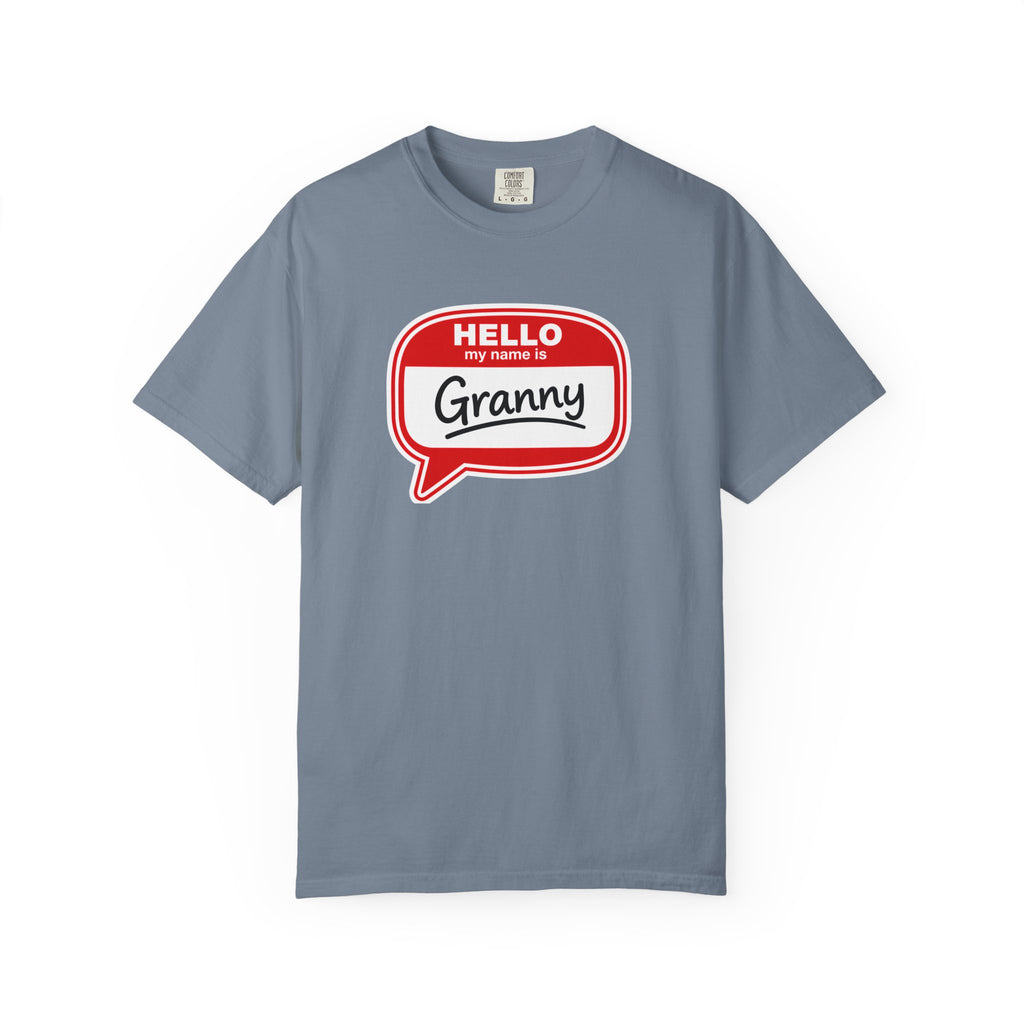 Hello My Name Is Granny T-Shirt - Funny Grandma Gift, Retro Name Badge Tee