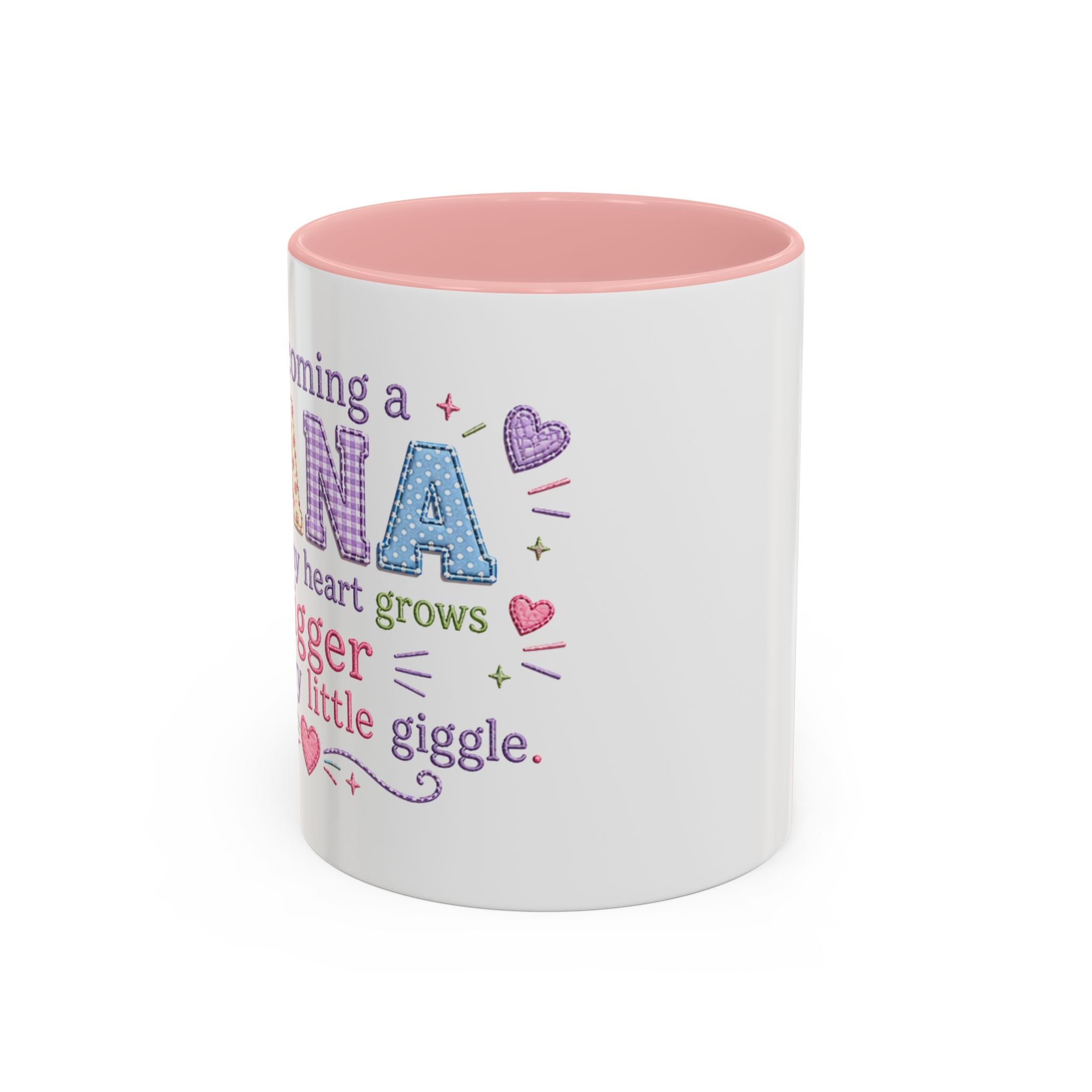 Nana Coffee Mug – "Becoming a Nana" Pink Accent Ceramic Mug (11/15 oz)