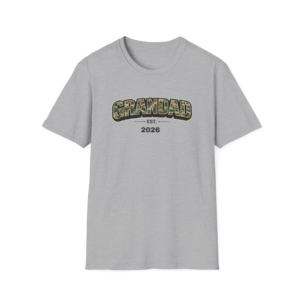 Granddad Est. 2026 T-Shirt — Camo Lettering Fathers Day Gift