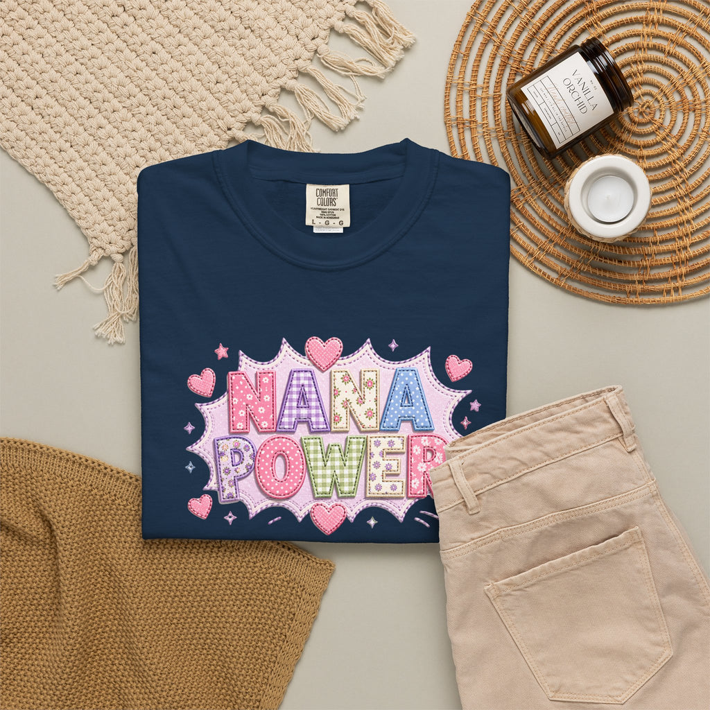 Nana Power T-Shirt — Playful Retro Heart Graphic for Grandmother Gifts