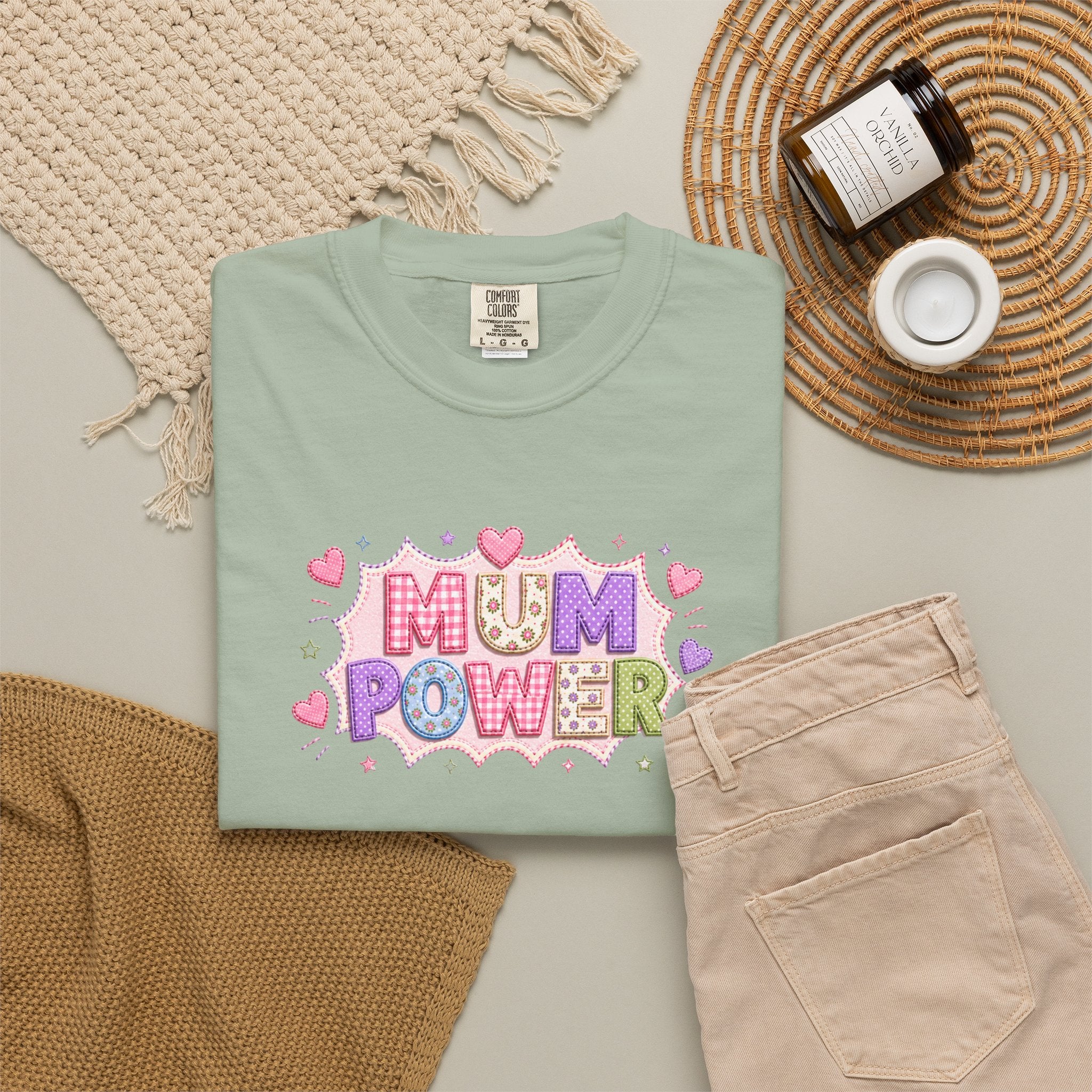 Mum Power T-Shirt — Cute Pink Heart Mothers Day Tee