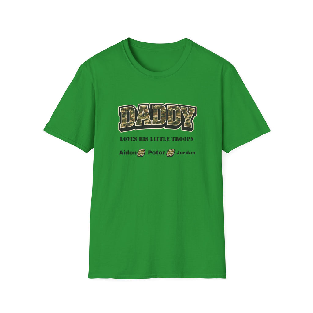 Daddy Loves His Little Troops Personalized Camo T-Shirt — Custom Name Father's Day Gift