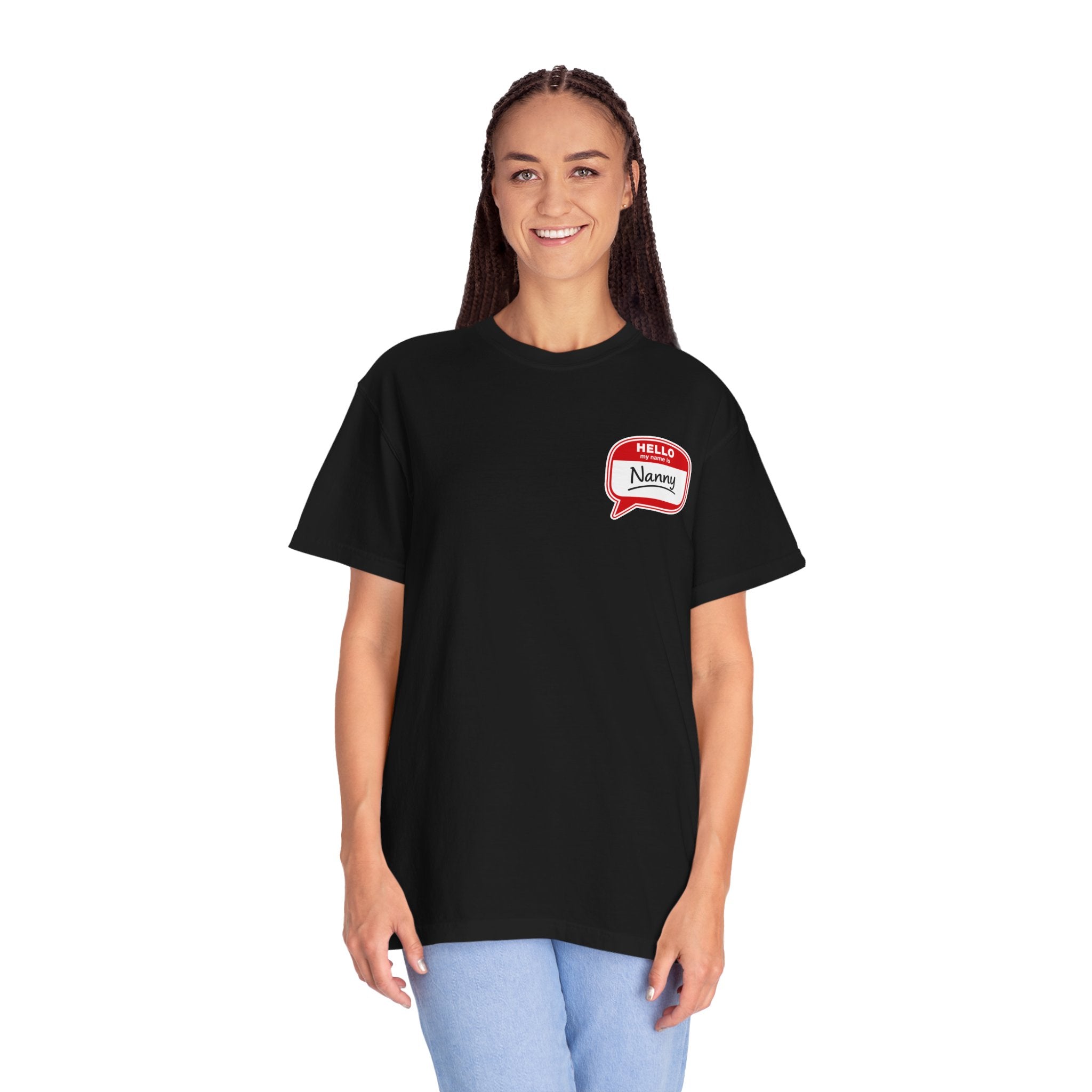Hello Nanny Pocket T-Shirt – Cute Name Tag Tee for Grandparents & Caregivers
