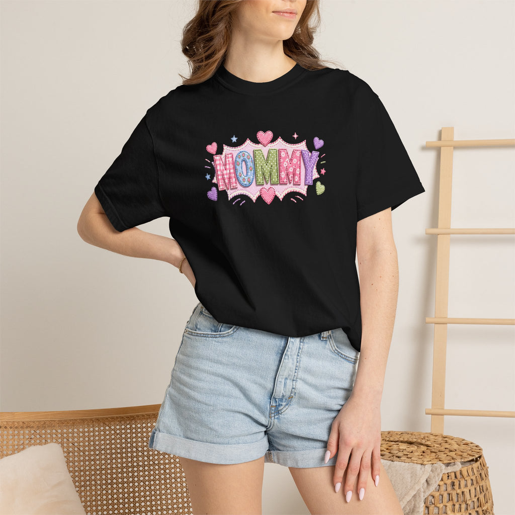 Mommy Hearts T‑Shirt — Cute Pastel 'MOMMY' Graphic Tee for Mother's Day & New Moms