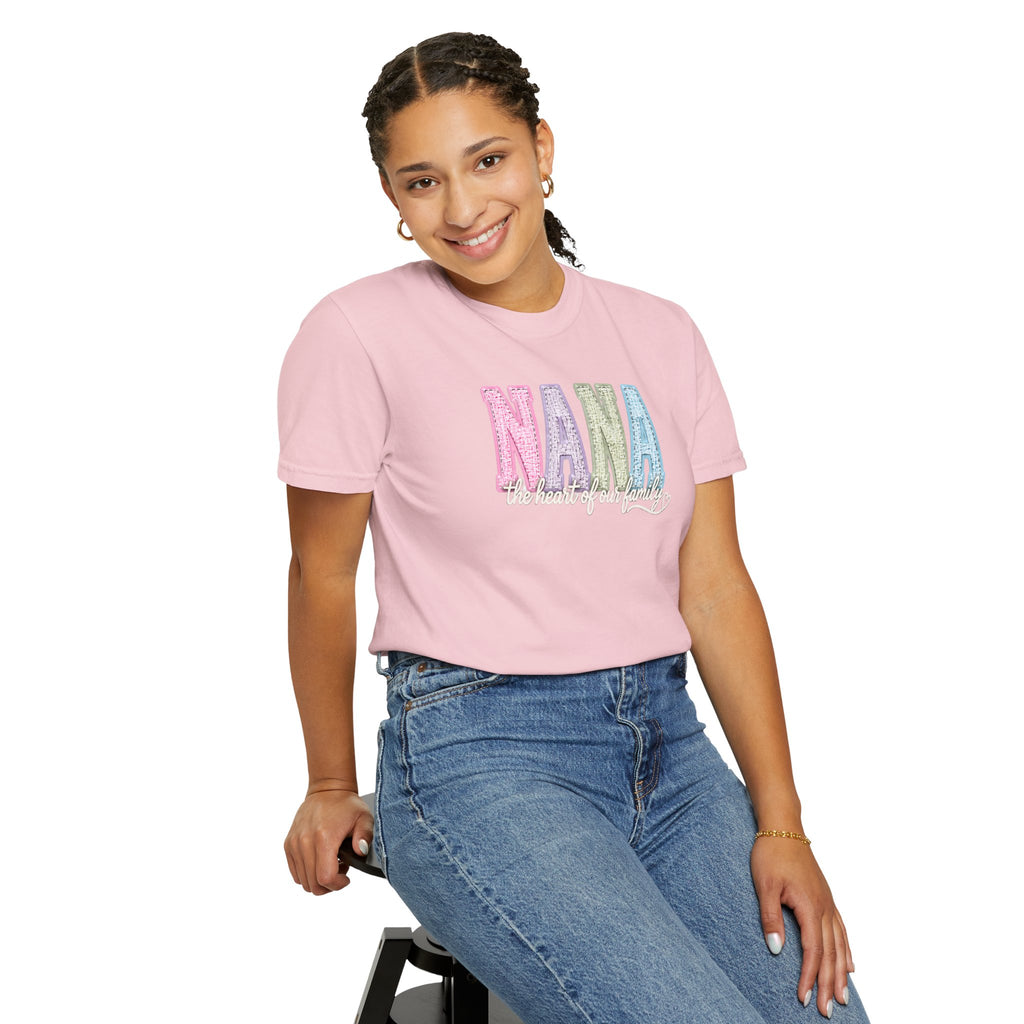 NANA Pastel Patchwork T-Shirt — "The Heart of Our Family" Gift