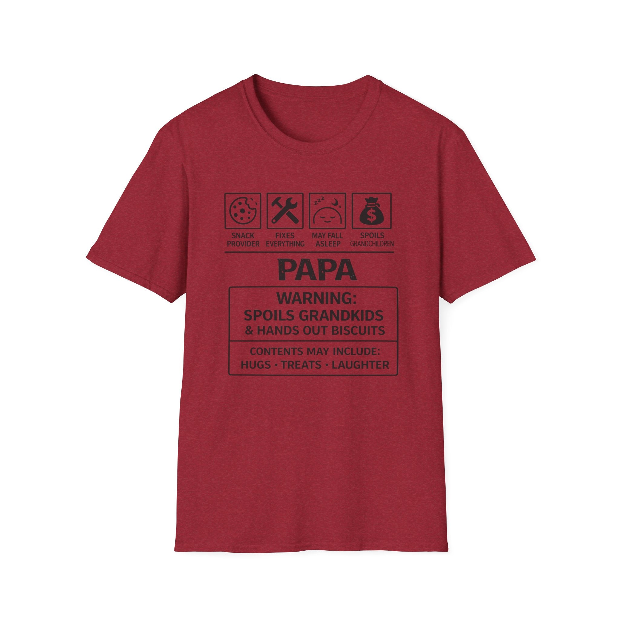 Papa Warning T-Shirt — Funny Grandpa Gift, 'Spoils Grandkids & Hands Out Biscuits' Tee