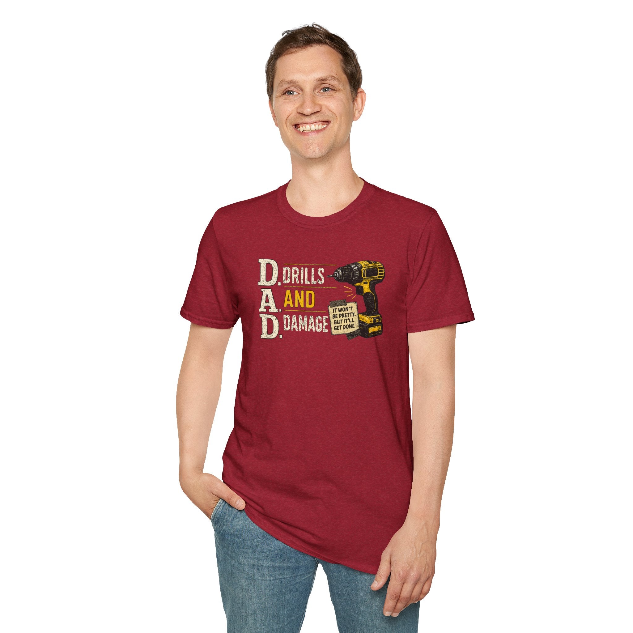 Drills and Damage Dad T-Shirt – Funny Father’s Day Tool Lover Tee
