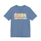Gran Retro Patch Tee — Personalized 'Gran' Name Blocks Short Sleeve Shirt