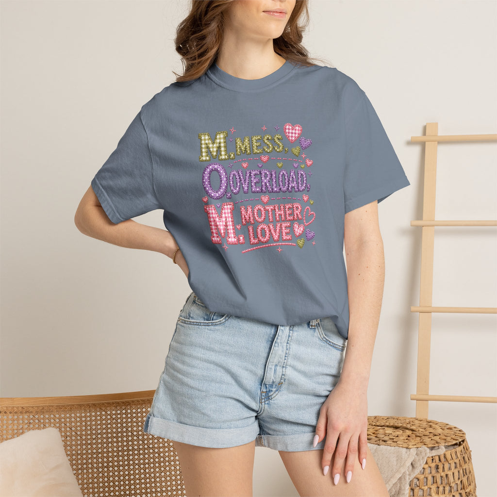Mom Overload T-Shirt — "Mess, Overload, Mother Love" Cute Mom Graphic Tee