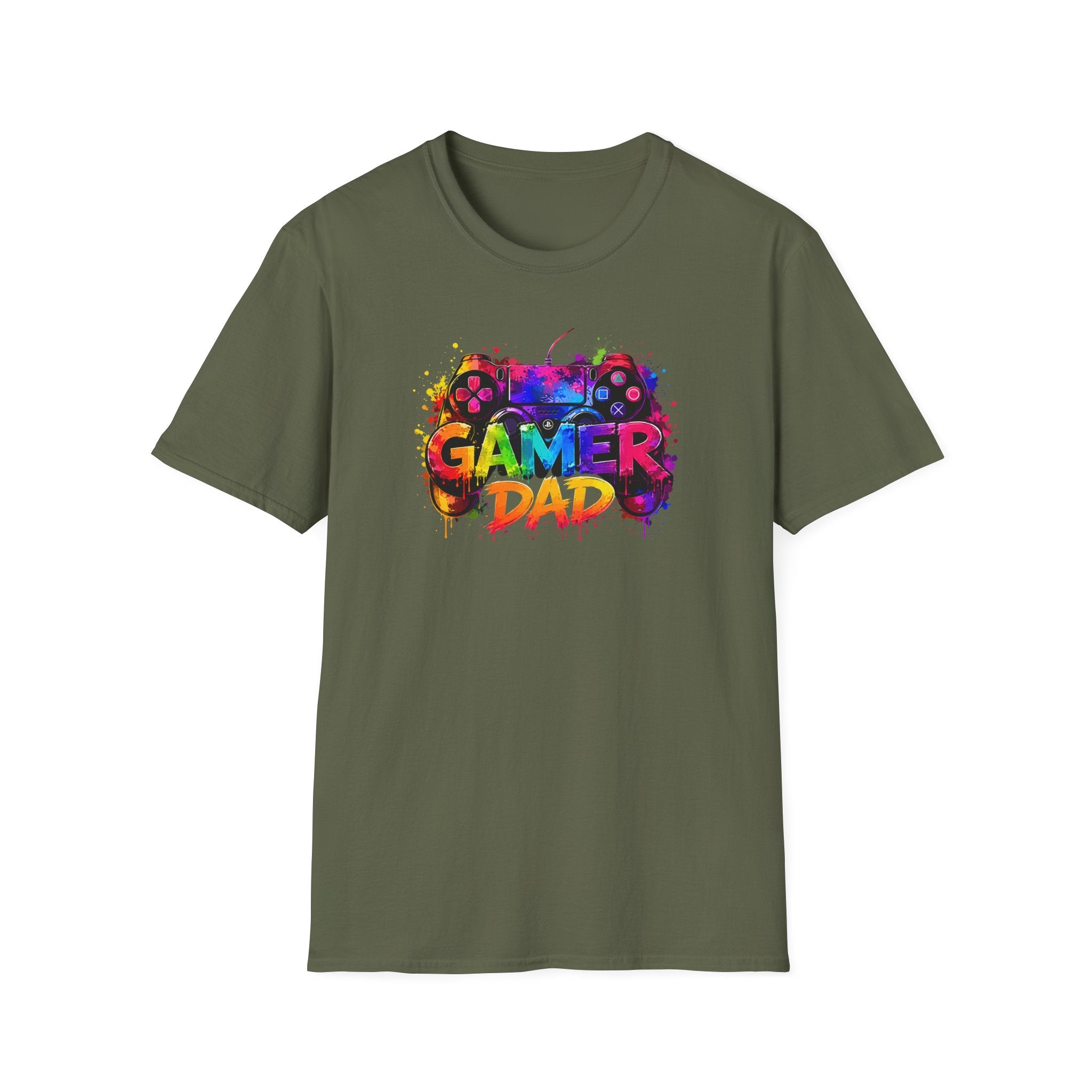 Gamer Dad Colourful Controller Design T-Shirt
