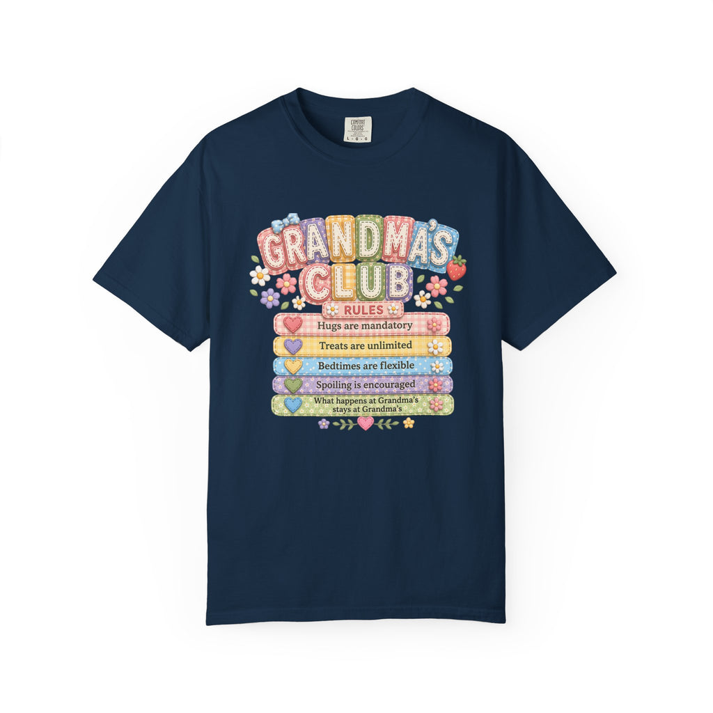 Grandma's Club T-Shirt — Cute Floral 'Grandma's Club' Rules Tee