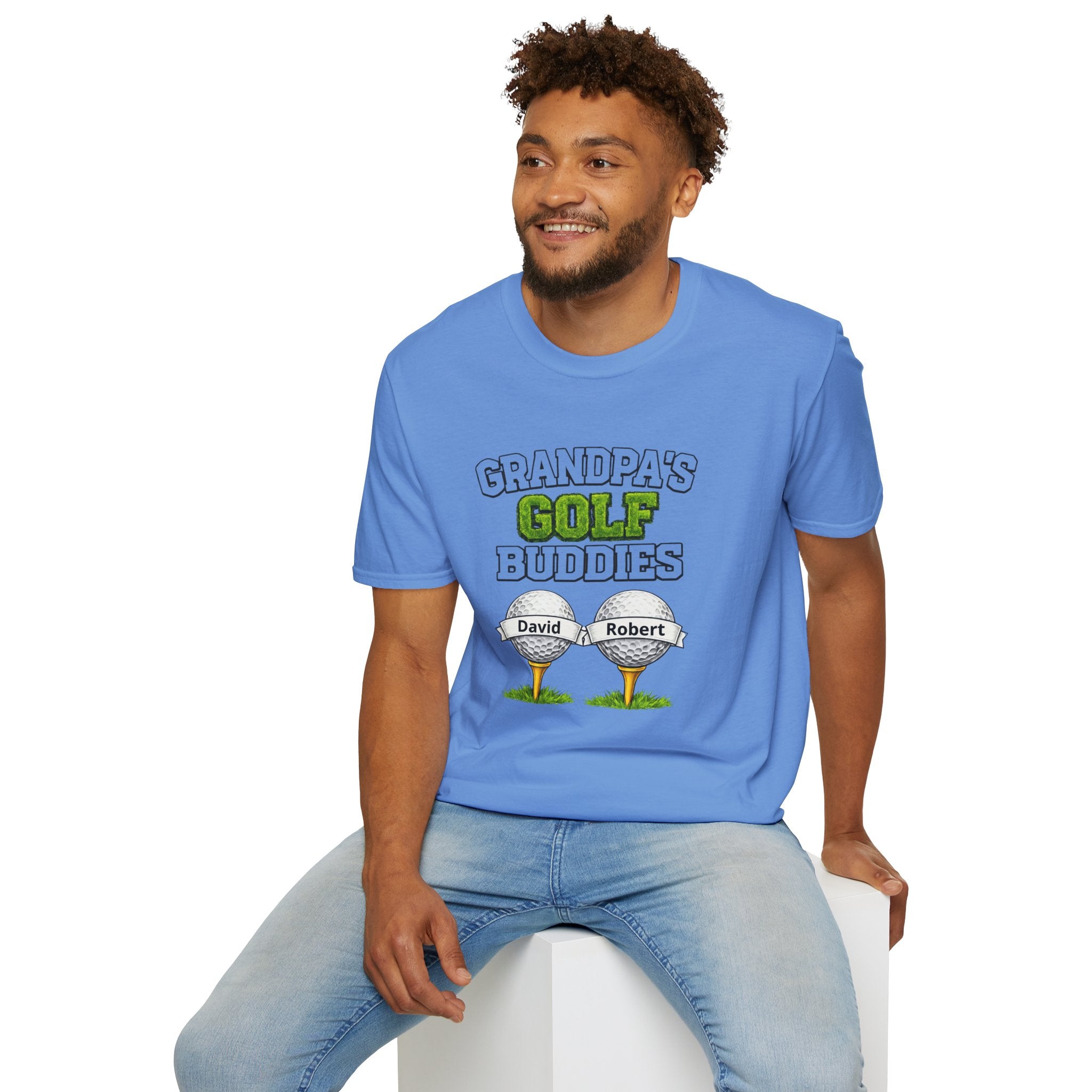 Grandpa’s Golf Buddies T-Shirt — Personalized Names on Golf Balls