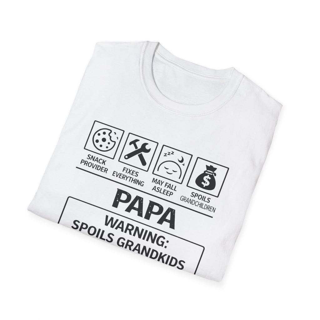 Papa Warning T-Shirt — Funny Grandpa Gift, 'Spoils Grandkids & Hands Out Biscuits' Tee