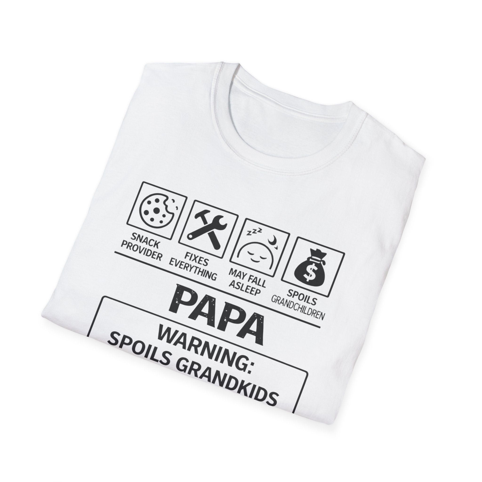 Papa Warning T-Shirt — Funny Grandpa Gift, 'Spoils Grandkids & Hands Out Biscuits' Tee