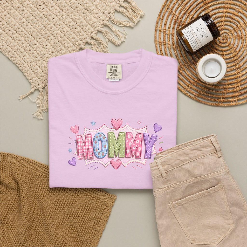 Mommy Hearts T‑Shirt — Cute Pastel 'MOMMY' Graphic Tee for Mother's Day & New Moms