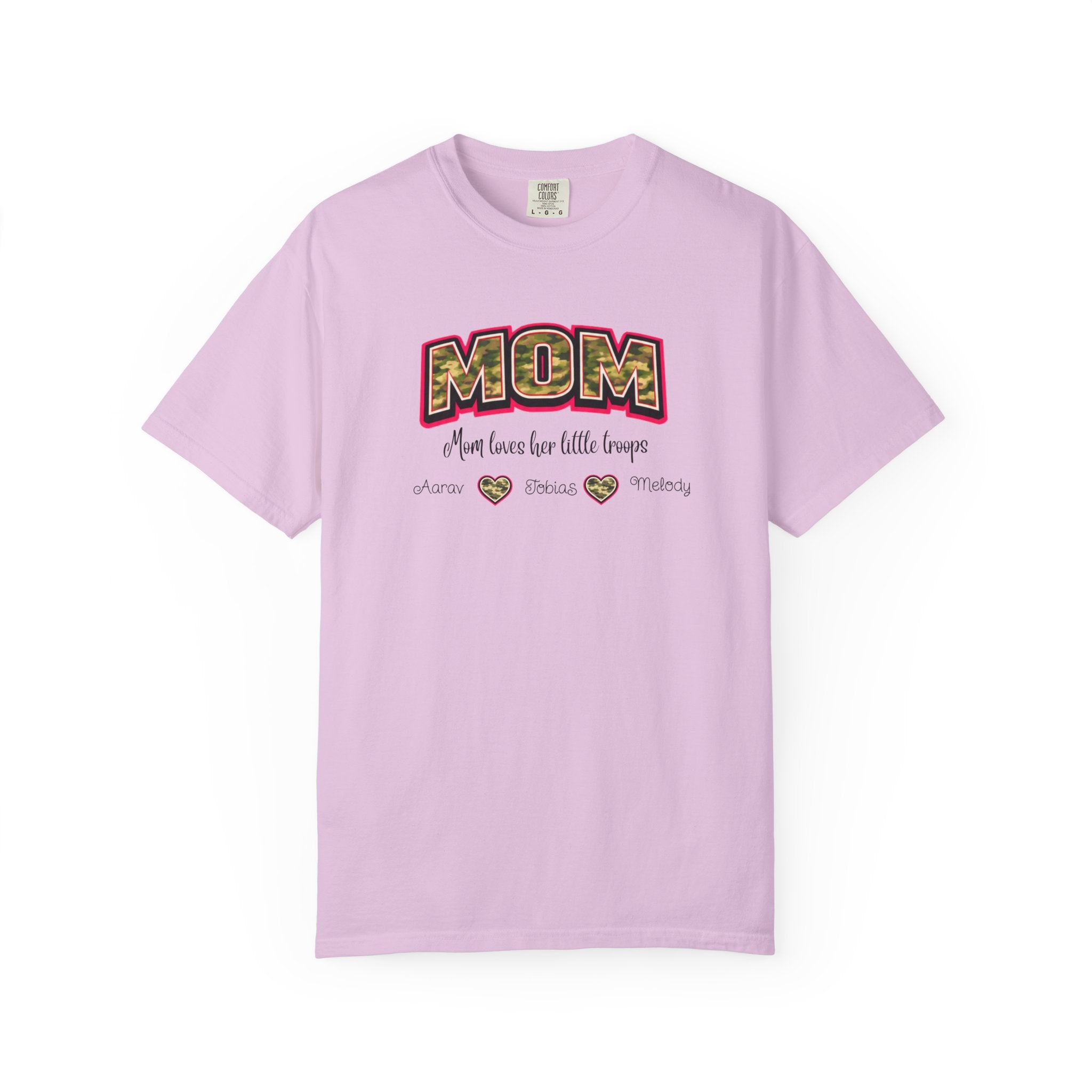 Mom Camo Graphic T-Shirt — "MOM Most Loved Her Little People" Floral Heart Tee