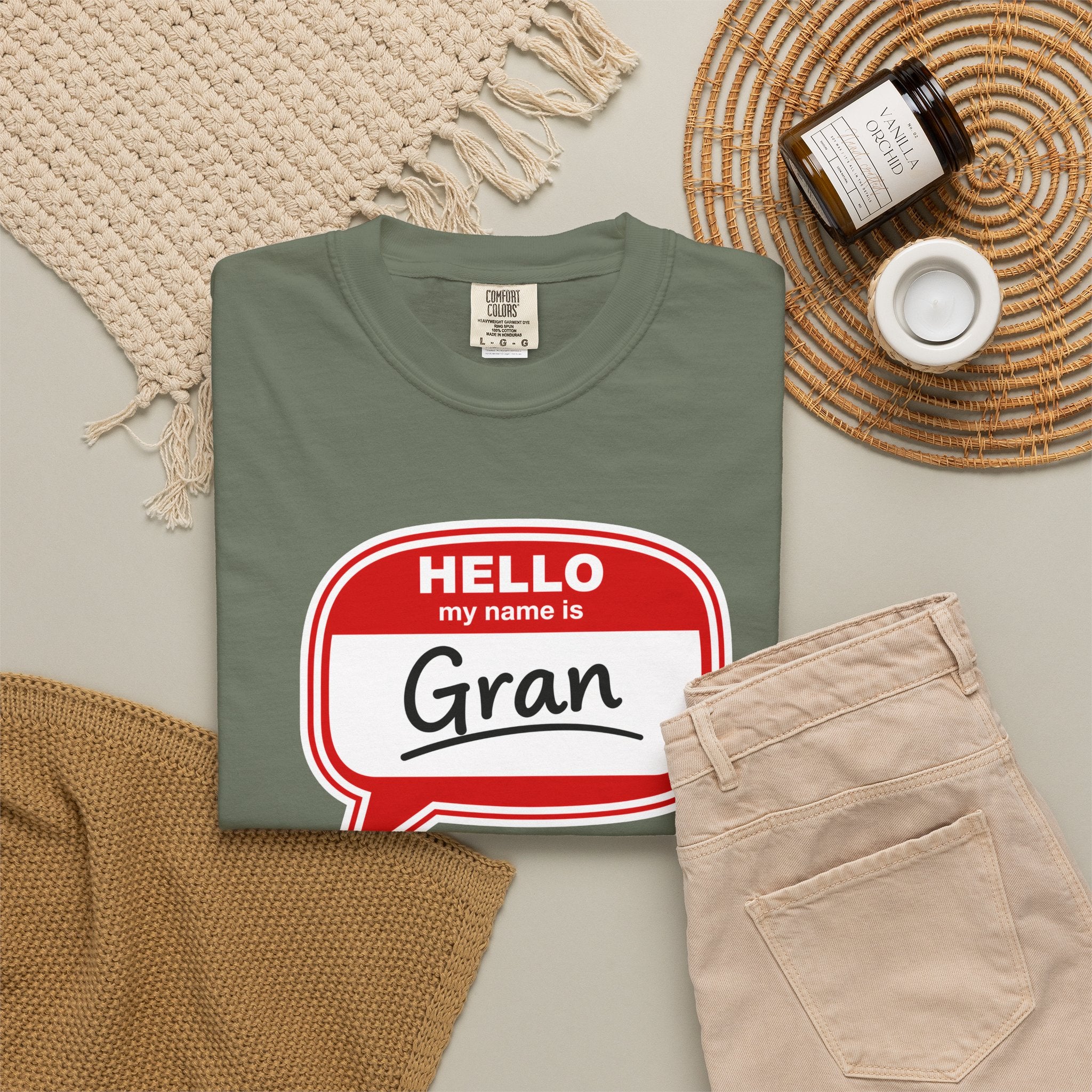 Hello My Name Is Gran T-Shirt – Funny Name Badge Tee for Grandmothers