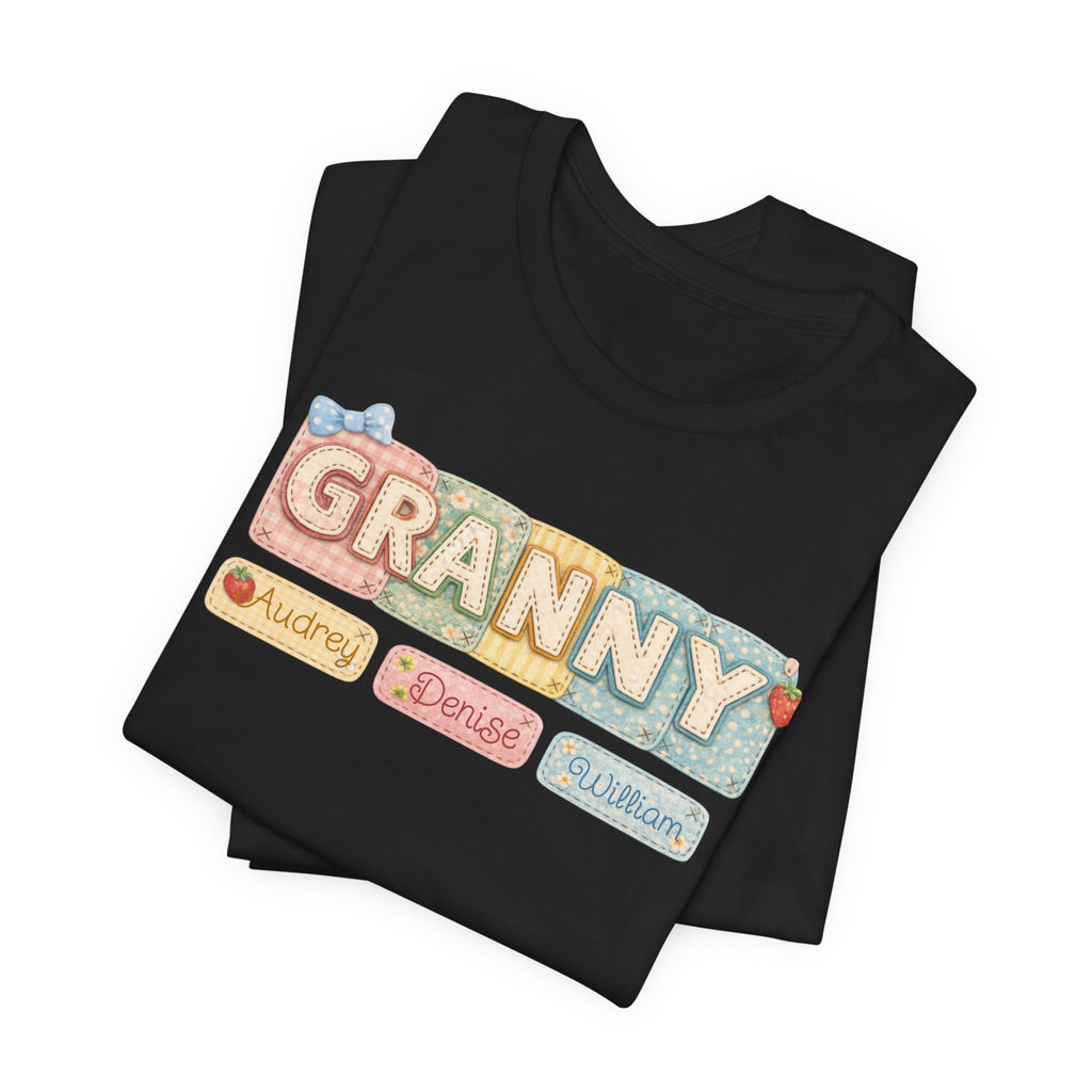 Granny Retro Nameplate T‑Shirt — Personalized Grandma Tee