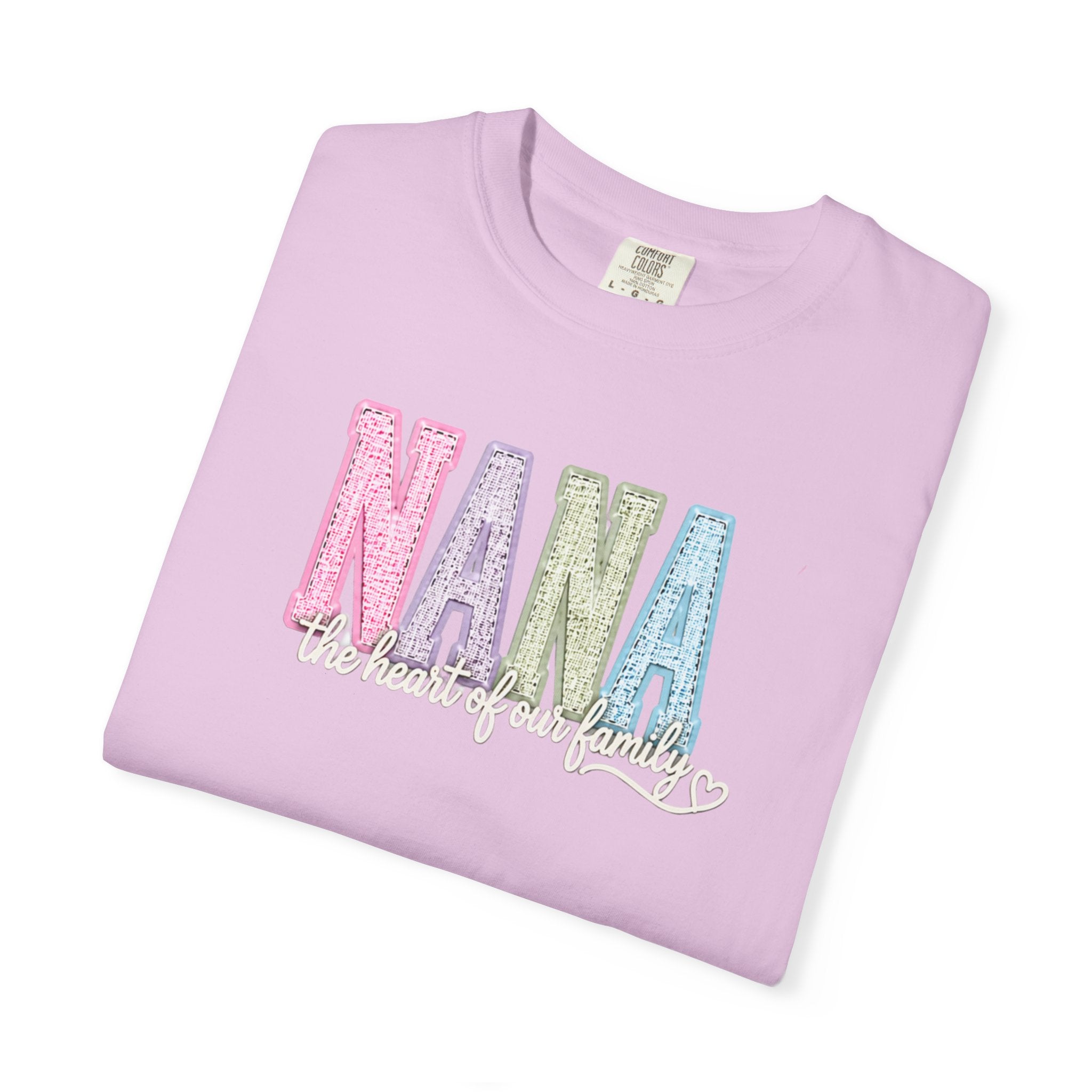 NANA Pastel Patchwork T-Shirt — "The Heart of Our Family" Gift