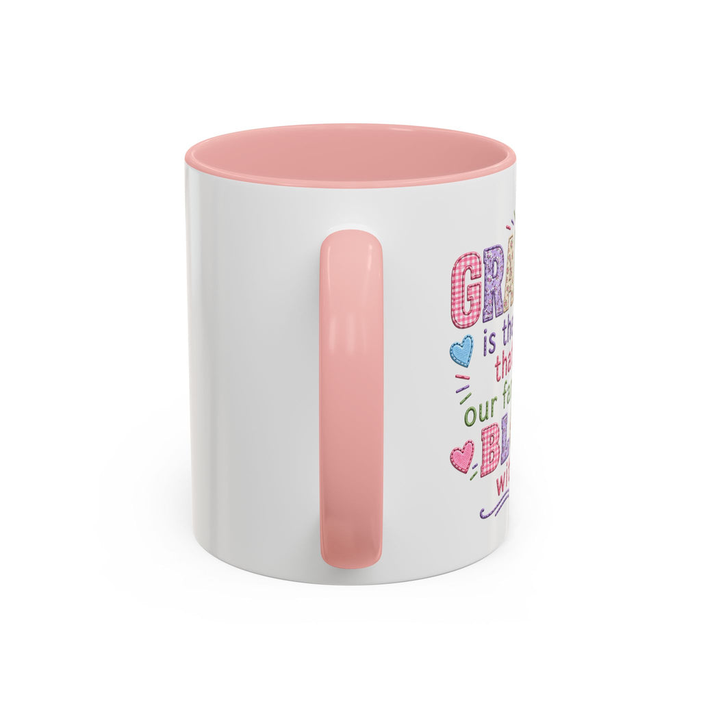 Grandma Word-Art Accent Coffee Mug — Pink Interior, Mother's Day Gift