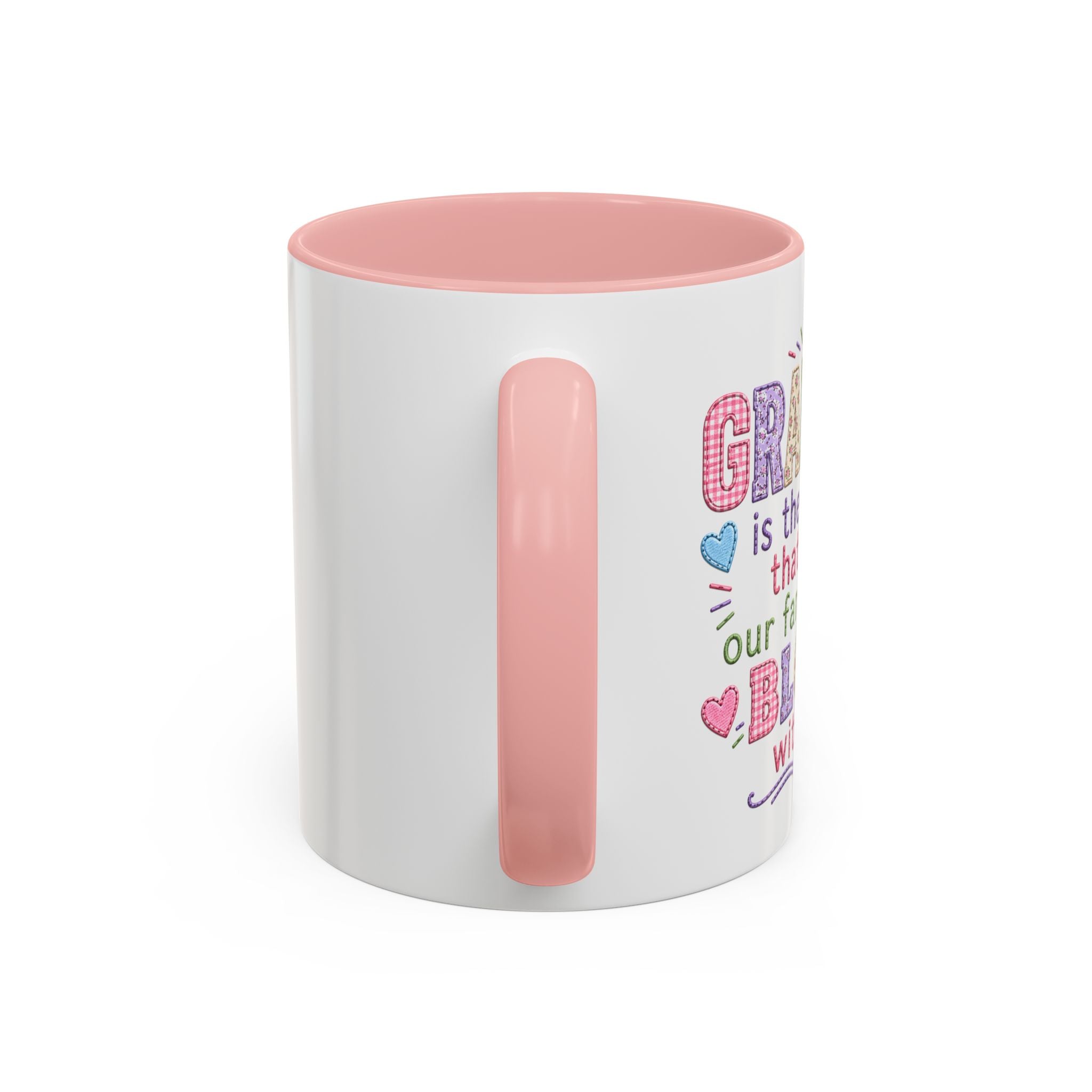 Grandma Word-Art Accent Coffee Mug — Pink Interior, Mother's Day Gift