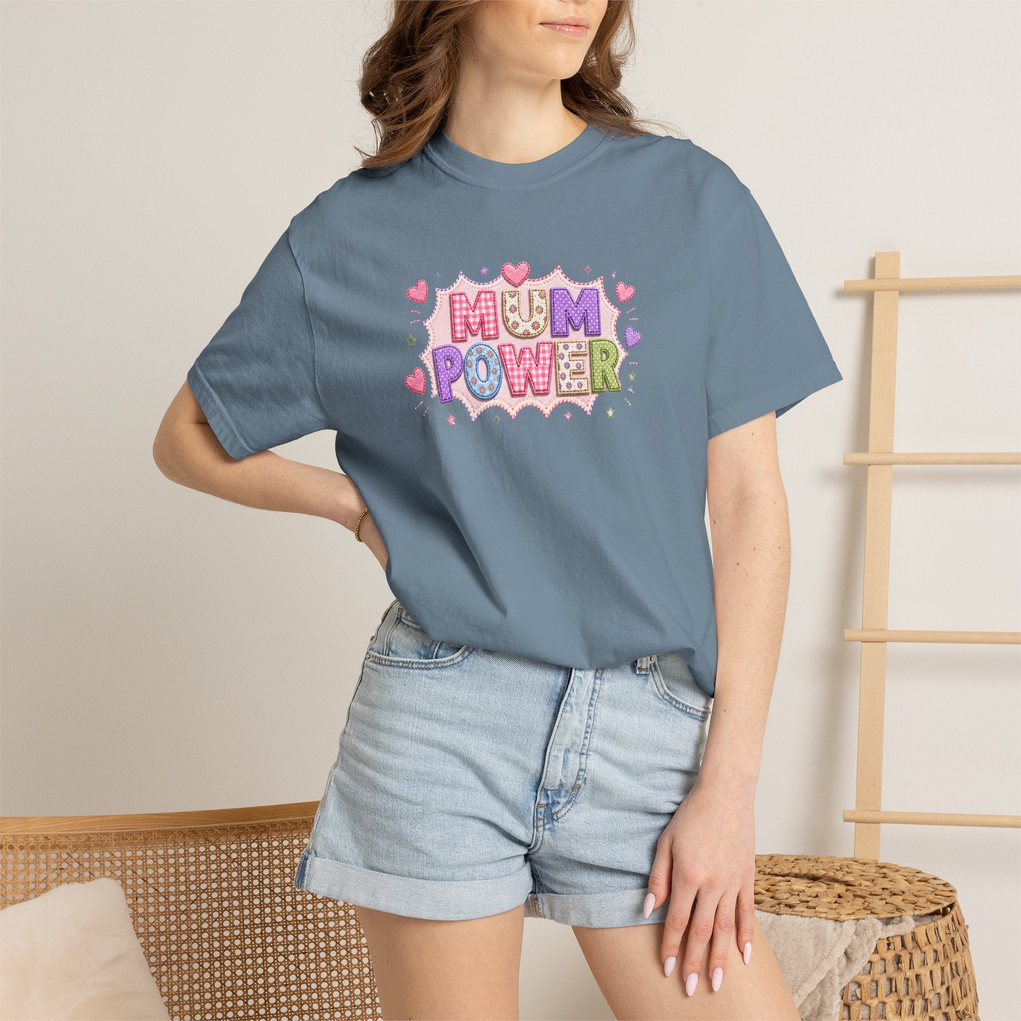 Mum Power T-Shirt — Cute Pink Heart Mothers Day Tee