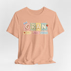 Gran Retro Patch Tee — Personalized 'Gran' Name Blocks Short Sleeve Shirt