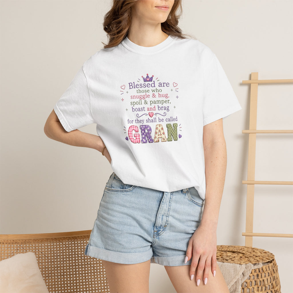 Gran Blessings T-Shirt — "Blessed are those who snuggle & hug... called GRAN"